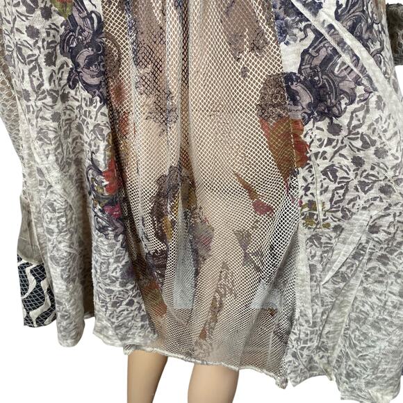 Kamana Art To Wear Lagenlook Mesh Lace Open Duster Cardigan SZ M - Picture 5 of 12